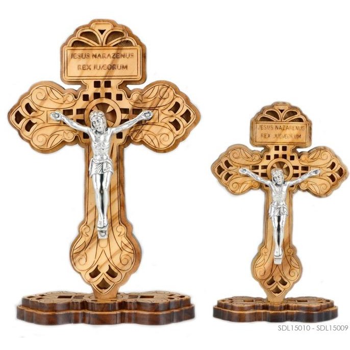 ] Salib Duduk Kayu Olive Pardon Rohani Katolik