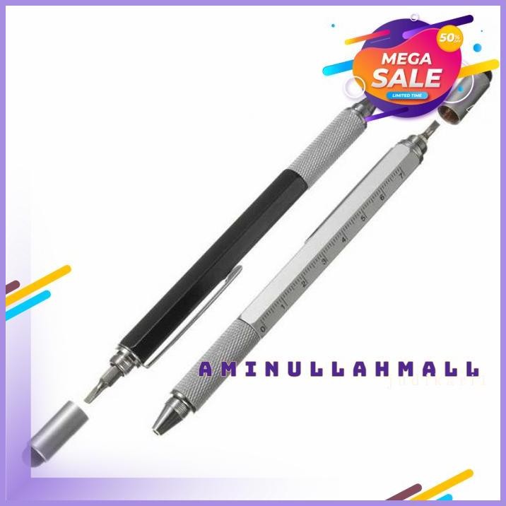 

PENA MULTIFUNGSI STYLUS + PENGGARIS + LEVEL + OBENG BEST QUALITY