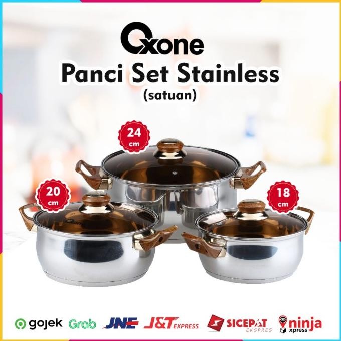 Murah Panci Stainless Steel + Tutup Kaca Satuan Oxone Ox-933P