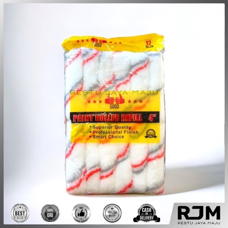 

[12 pcs] GOOD Bulu Kuas Roll Kapal 4 " inch Refill Rol Cat Dinding Tembok RJ