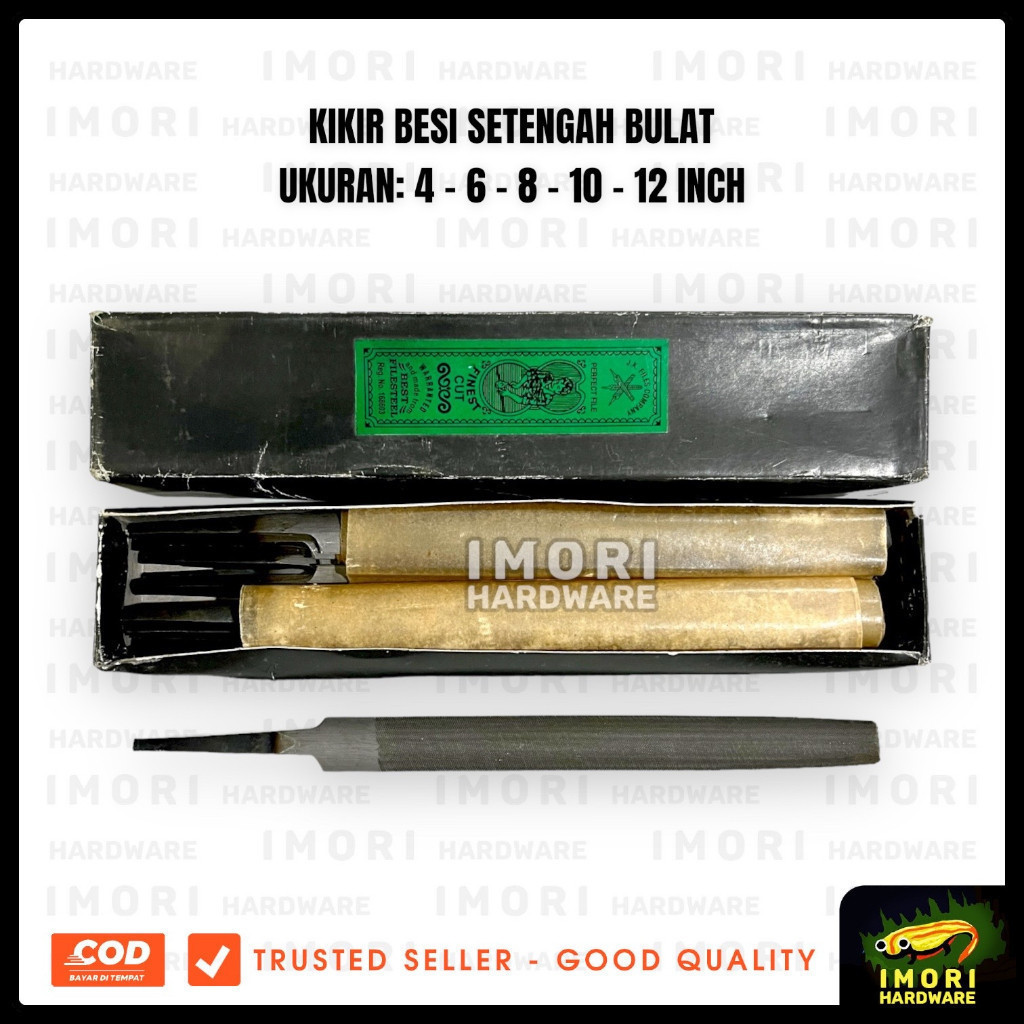 INDIA Kikir Kayu 6 8 10 12" inch Setengah Bulat Kasar Half Round Fitter File im