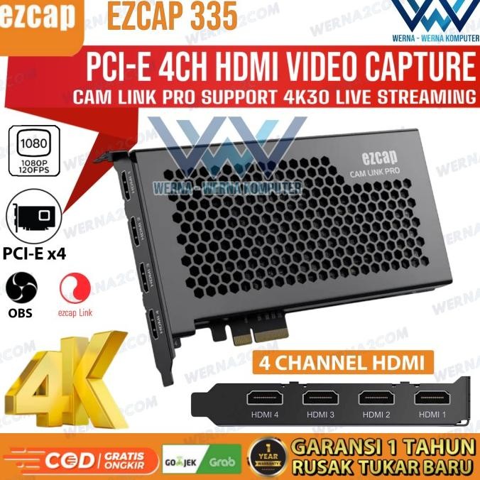 Ezcap 335 Pci-E Cam Link Pro 4 Ch Hdmi Video  Streaming Independent New Stok