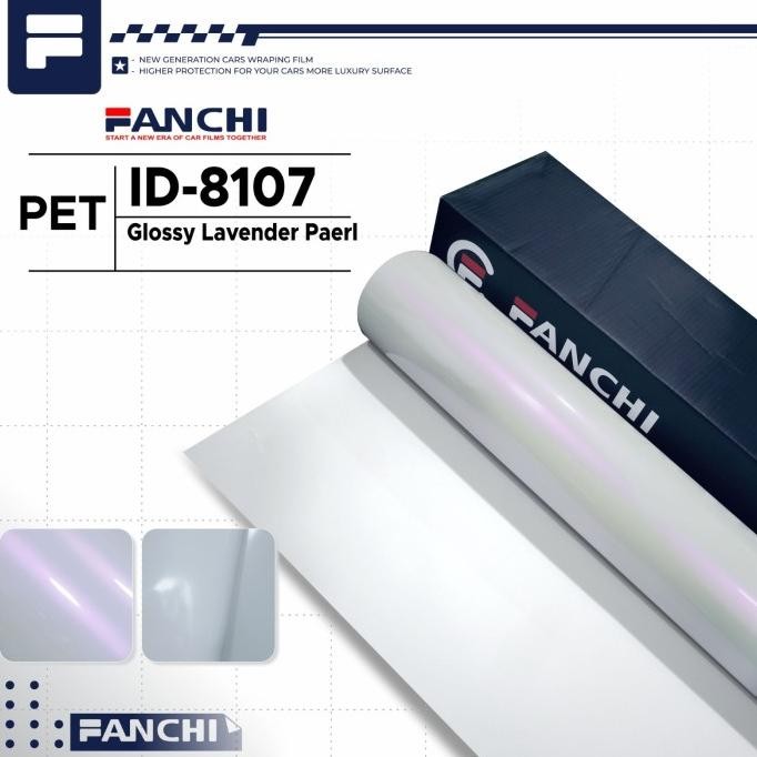 

152CM STICKER FANCHI ID-8107 GLOSSY WHITE PEARL LAVENDER PET PUTIH LEMBAYUNG UNGU 152CM PERMETER HEMAT