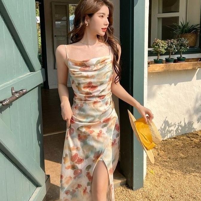 new korean style dress pantai krem wanita baju midi dress summer beach dres ketat sexy bodycon dress