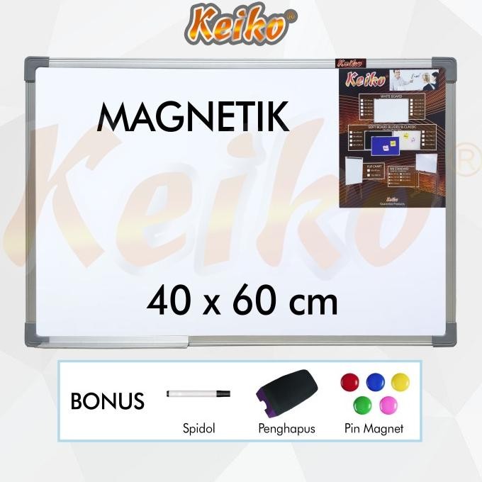 

Promo!! Papan Tulis Whiteboard Gantung Magnet Single Face Keiko 40 X 60 Cm