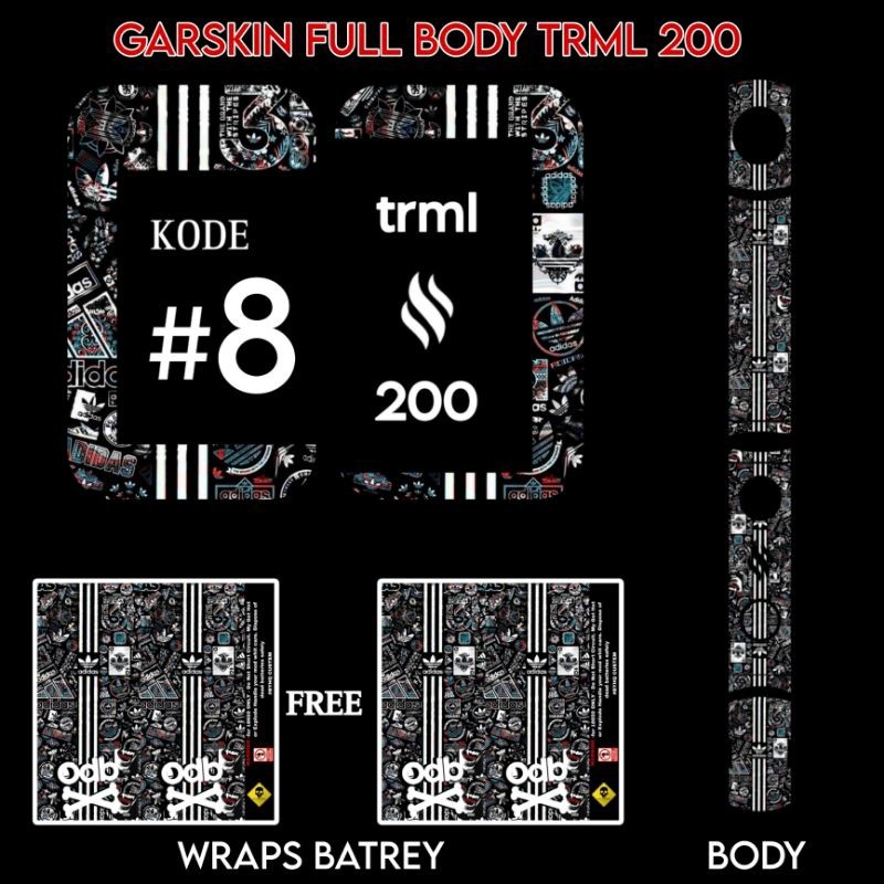 

*PromoTerjangkau* Stiker Vnil T200 Trml Kode 8 Garskin Wrap Stiker Premium / X Casing Case COD
