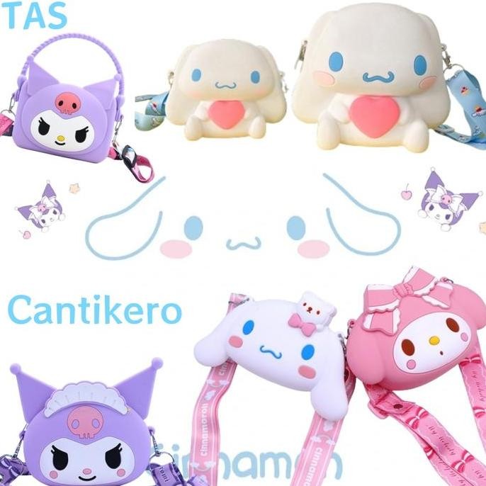 New Tas Cinnamoroll Boneka Lucu Sanrio Cantik Tas Selempang Anak Perempuan Bahan Silikon Wanita Taha