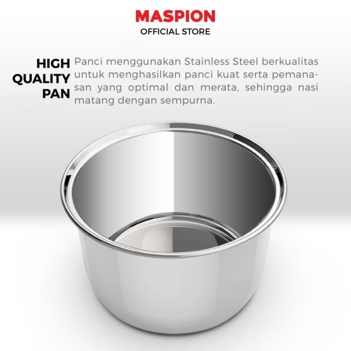 Rice Cooker Maspion MRJ 0623 BSS Panci Stainless 0,6 Liter Magic Com Penanak Nasi Warmer Steamer Min