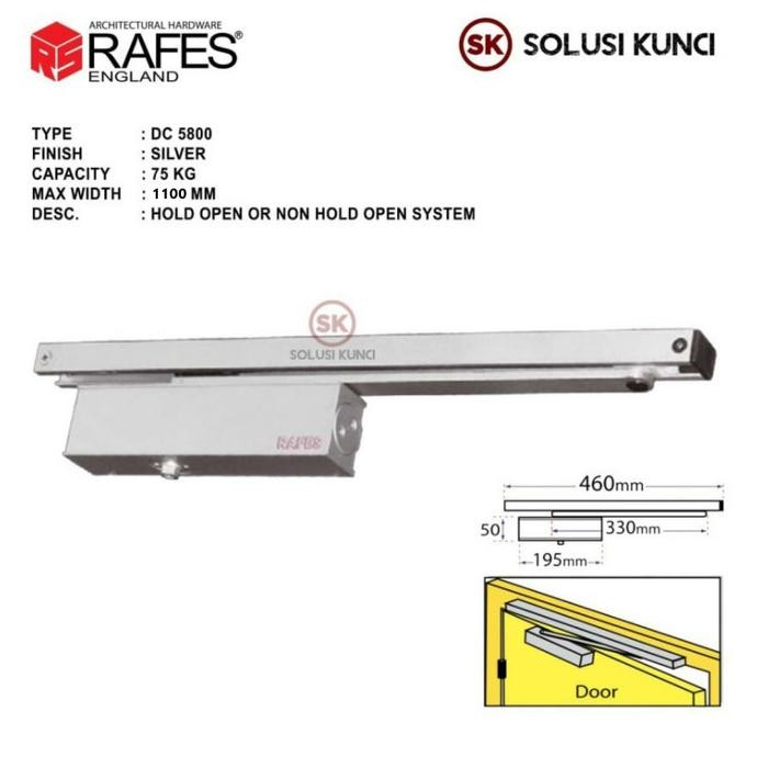 Murah Door Closer 75 KG RAFES ENGLAND Hold Open System (DC 5800) Non COD