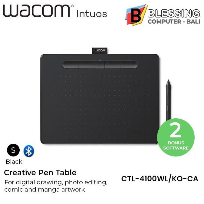 Wacom Ctl4100Wl Creative Pen Tablet / Wacom Intuos Pen Bluetooth Black New Stok