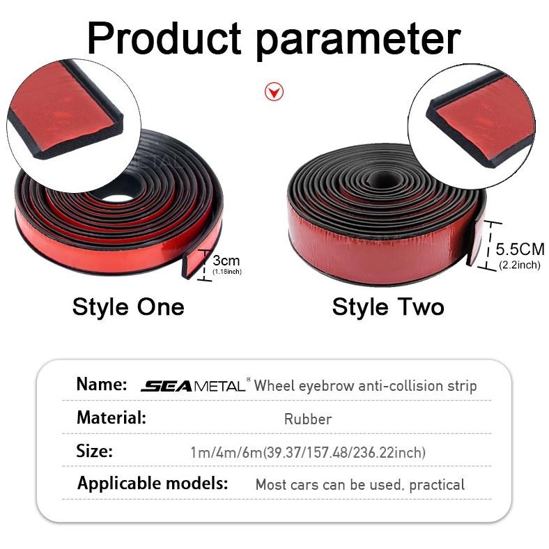 Seametal Karet Fender Mobil Strip Anti-Tabrakan Alis Roda Mobil Karet Pelindung Fender Mobil List Fe