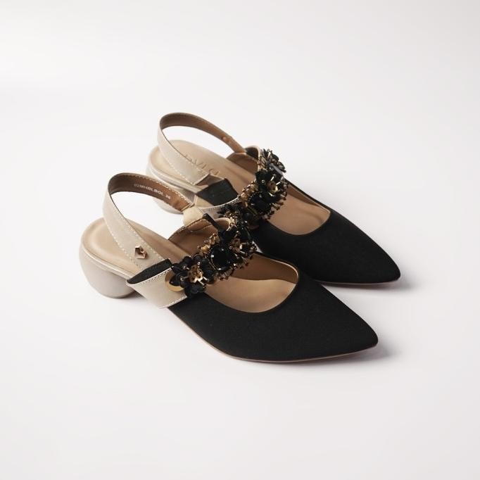 PVRA SANDAL WANITA BELLA MID HEELS BLACK GOLD SANDAL WANITA ELEGAN TERLARIS 100% ORIGINAL BRANDED MO