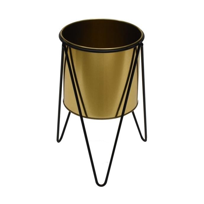 Murah INFORMA - POT TANAMAN - POT W/ STAND 10XS BLACK GOLD 19X28CM Non COD