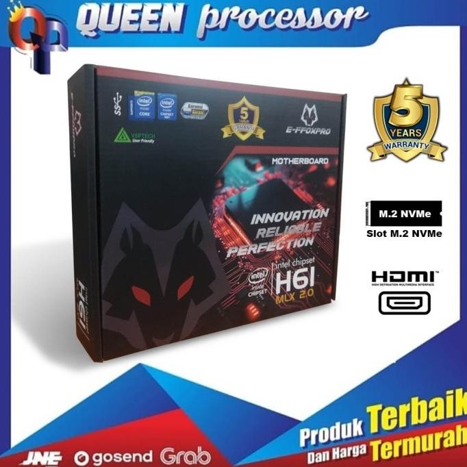Motherboard EFFOXPRO H61 MLX USB 2.0 GARANSI 3 TAHUN TUKAR BARU