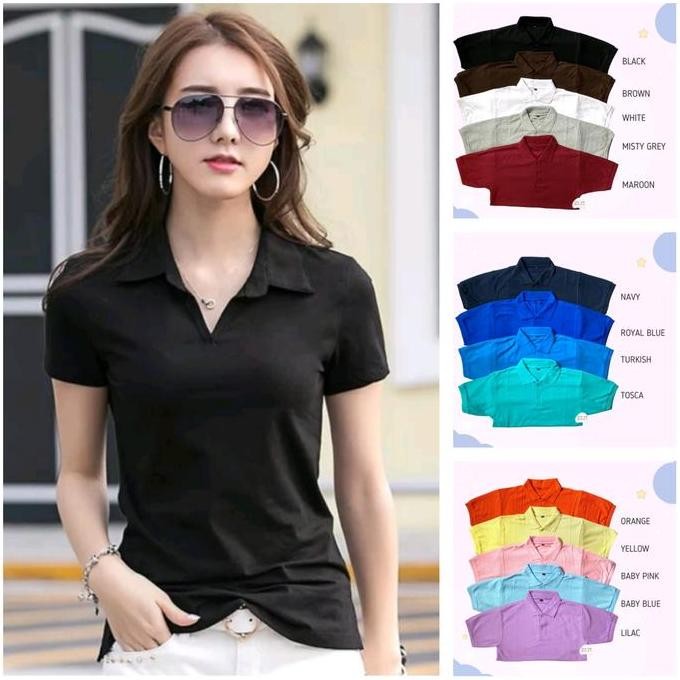 Baju Kaos Polo Kerah Lengan Pendek Wanita/Baju Polo Wanita/Kaos Berkerah Wanita/Kaos Polos Wanita/Ba
