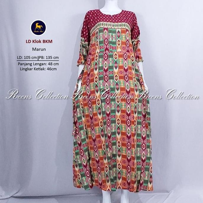 Batik Kuda Mas Longdress KLOK Lengan Panjang | Daster Panjang Semata Kaki Resleting Depan Busui