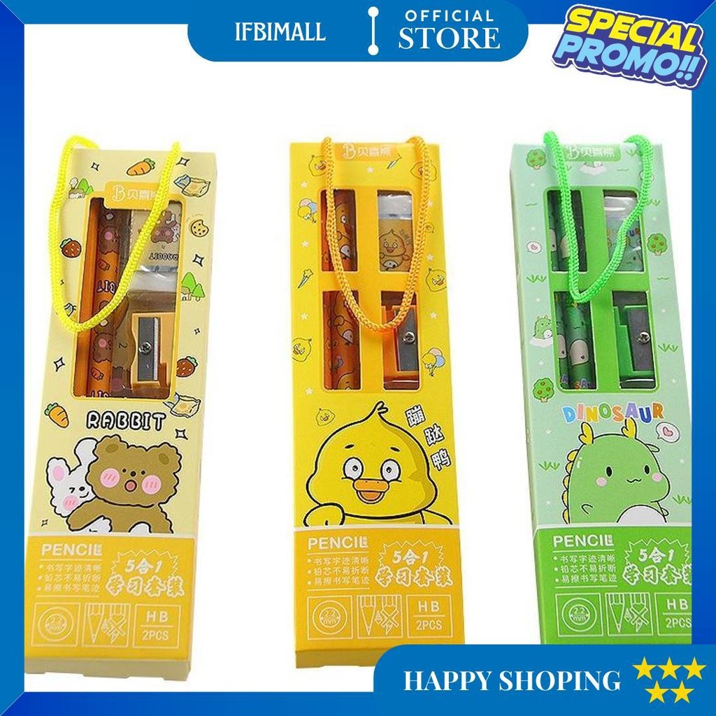 

Set Alat Tulis Anak Isi 5 Pcs Lengkap, Kids Stationery Set, Alat Tulis Sekolah Motif Karakter Lucu D Promo Puncak