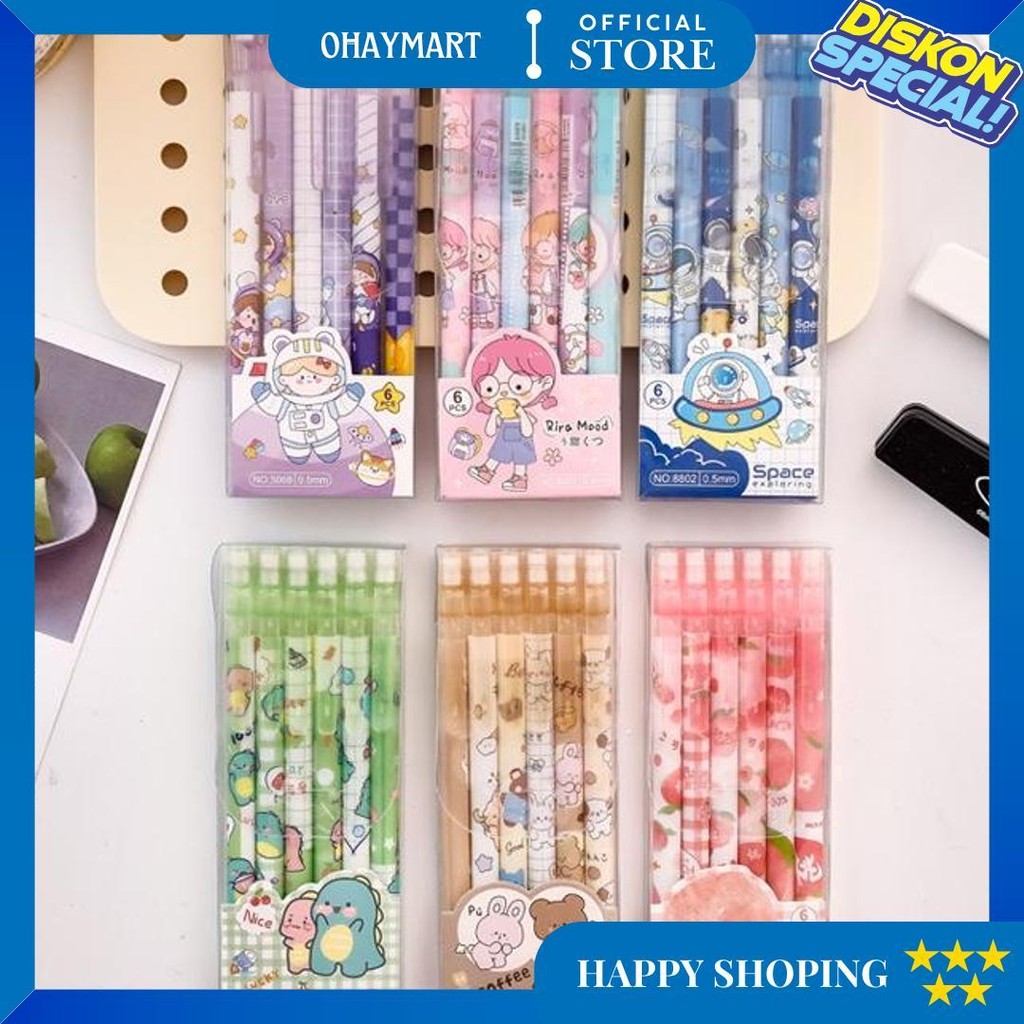 

1 Set 6Pcs Pensil Mekanik 0.5 Mm Dan Penghapus Gambar Kartun Lucu / Pensil Mekanik Kartun Imut Lg D Promo Puncak