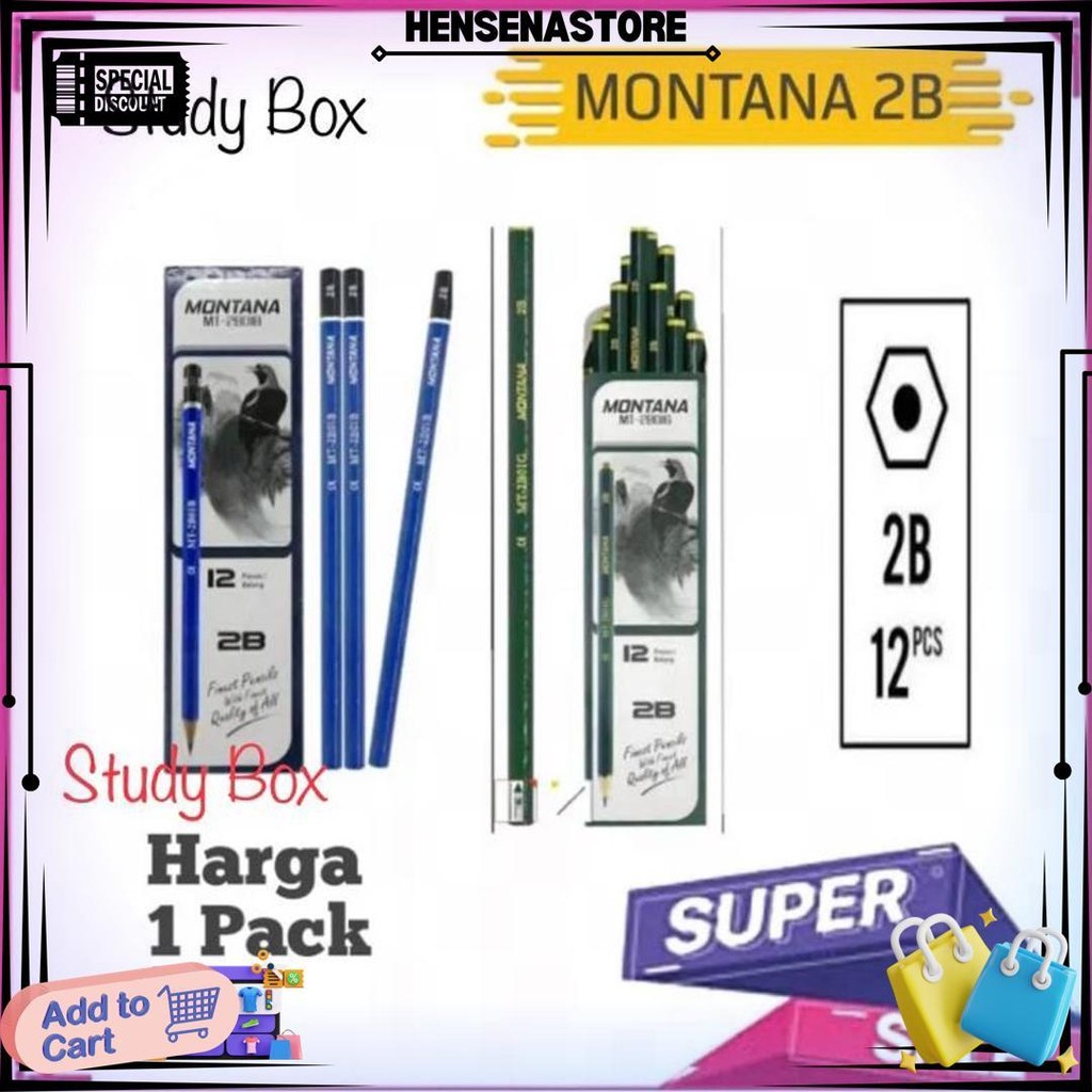 

12 Pcs / 1 Lusin Pensil Montana Pensil 2B Computer Pensil Ujian D Cod
