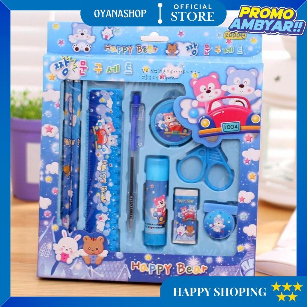 

[Karakterku] Alat Tulis Set Anak Kotak Pensil Penggaris Pulpen Rautan Lem Padat Gunting Penghapus Klip Hadiah Tk Gado Anak Ulang Tahuan D Cod