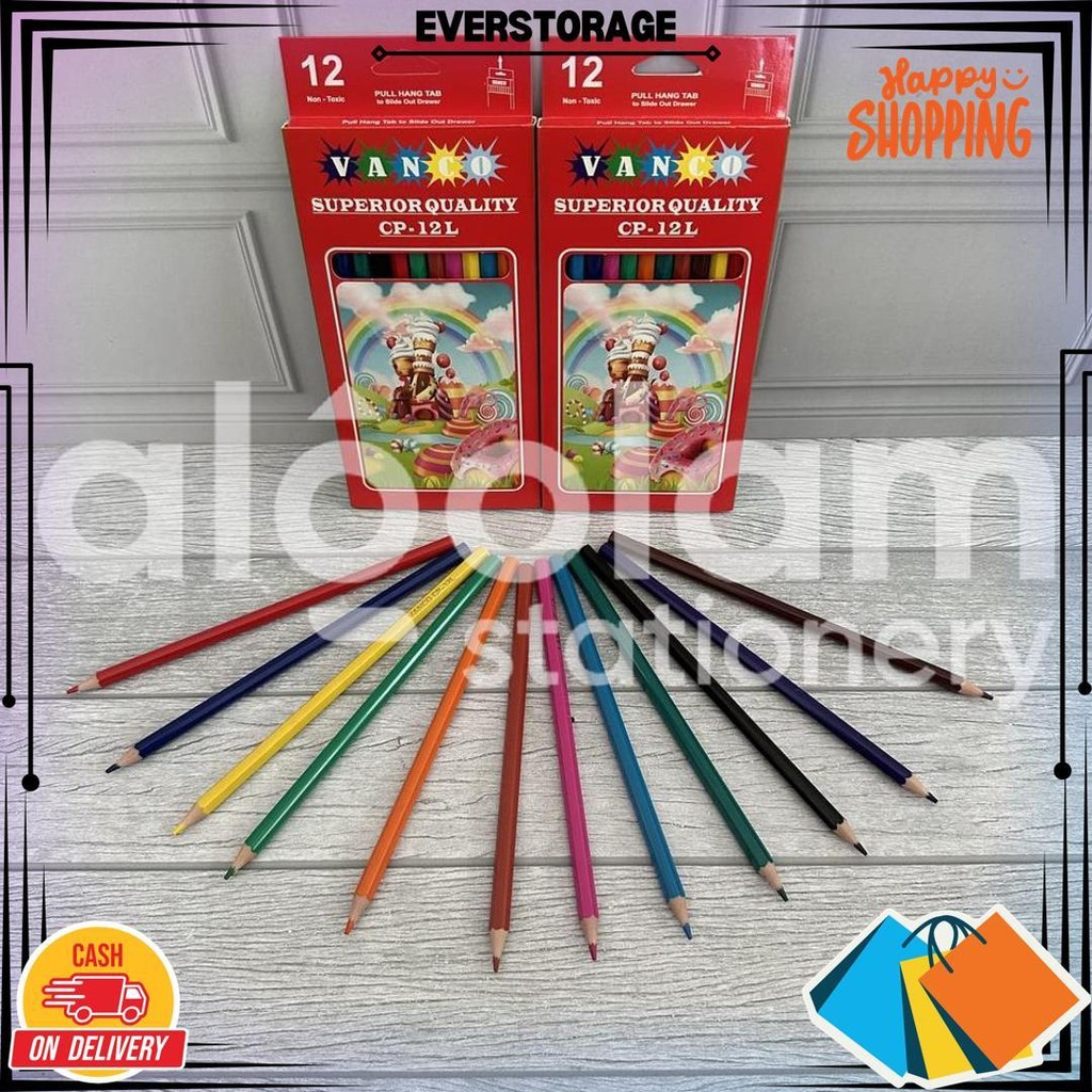

Satu Set ( 12 Warna ) Colour Pencil Pensil Warna Vanco Cp - 399 12 Warna Panjang D Sale