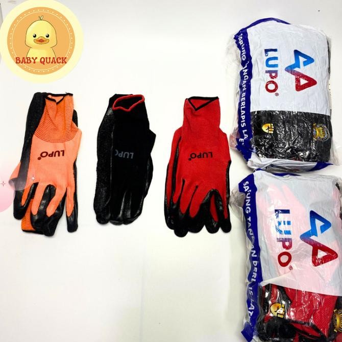 12 Pcs Kaos Tangan/Sarung Tangan Kerja Lupo Karet Tebal -Makassar New Stok