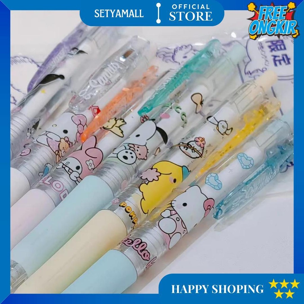 

6 Pcs/Set Sanrio Pulpen Gel Mekanik 0.5Mm Lucu Ballpoint Mekanik Black Ink Kartun Berbagai Macam Motif Pena Sekolah Kantor Pelajar Asthetic Alat Tulis Anak D Gratis Ongkir