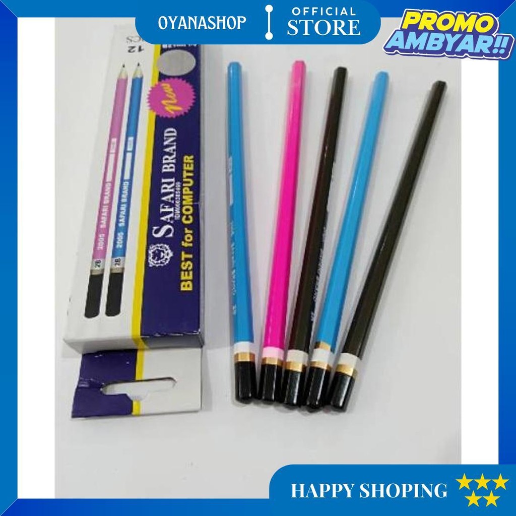 

12Pcs - Pensil Safari 2B 3 Warna D Termurah