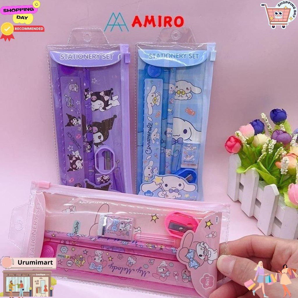 

5In1 Study Set Alat Tulis Anak Lucu / Pensil Set Penghapus Set Dompet Untuk Sekolah Hadiah Karakter Kuromi D Promo 4.4