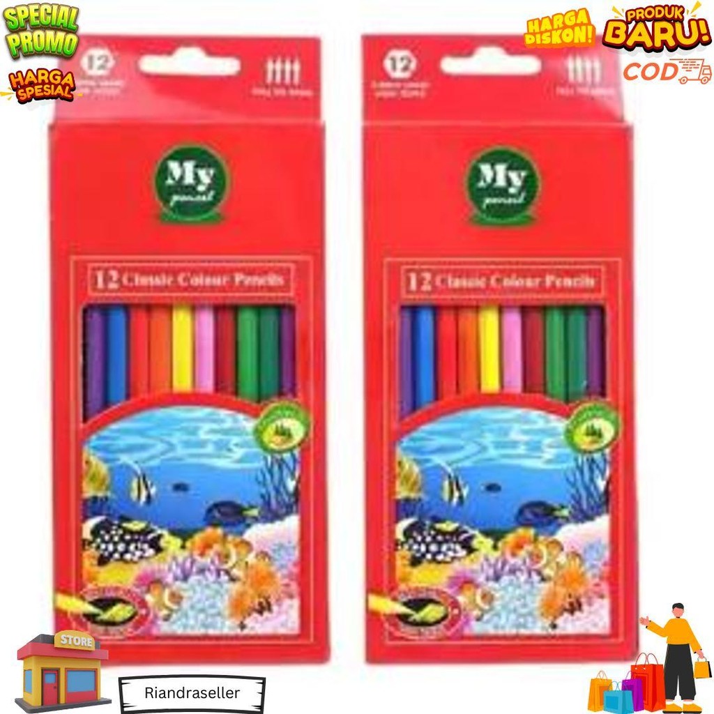 

Pensil 12 Warna Panjang My Pencil / Color Pencil Paper Box Classic / Coloring Set Anak Anak D Gratis Ongkir