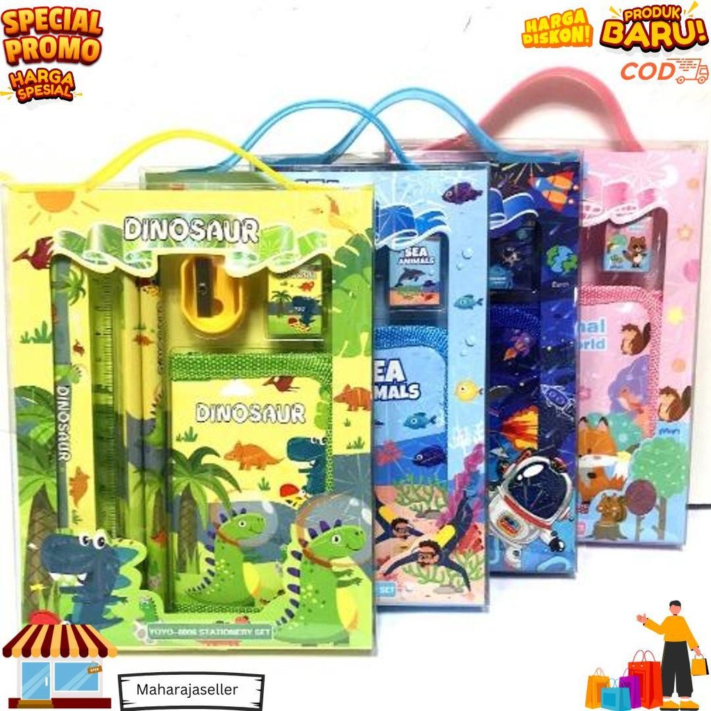 

Gratis Ongkir - S5926 Stationery Set / Alat Tulis Set 6 In 1 Hadiah Souvenir / Paket Alat Tulis + Dompet Anak / Alat Tulis Set Karakter D Gratis Ongkir