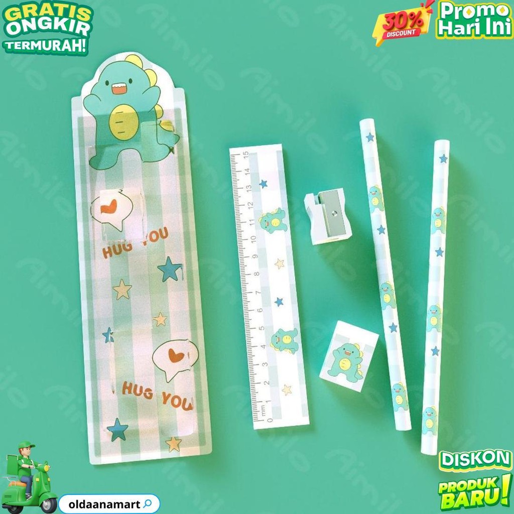 

Aimilo - 5In1 Pensil Set Alat Tulis Anak Lucu Dan Penghapus Untuk Tempat Pensil Buku Tulis Sekolah D Termurah