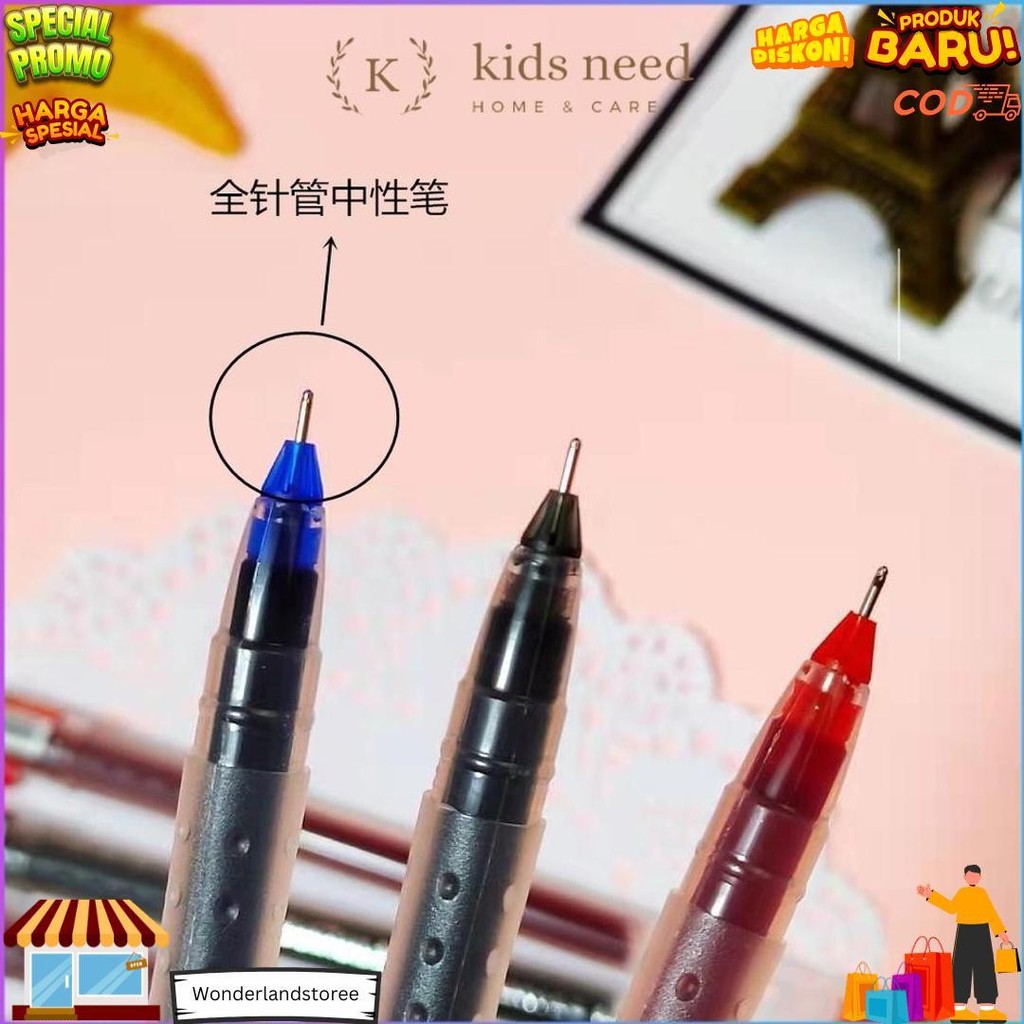 

12Pcs Pulpen Gel Haris / Pen New Jell Hitam / Ballpont New Gel Mata Jarum Tip 0.4Mm D Terlaris