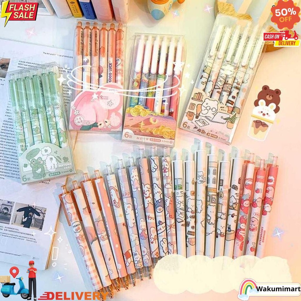 

Kp145 - 1 Set Berisi 6 Pulpen Gel Kartun/Pena Gel Mekanik Pola Lucu(0.55MmHitam) D Sale