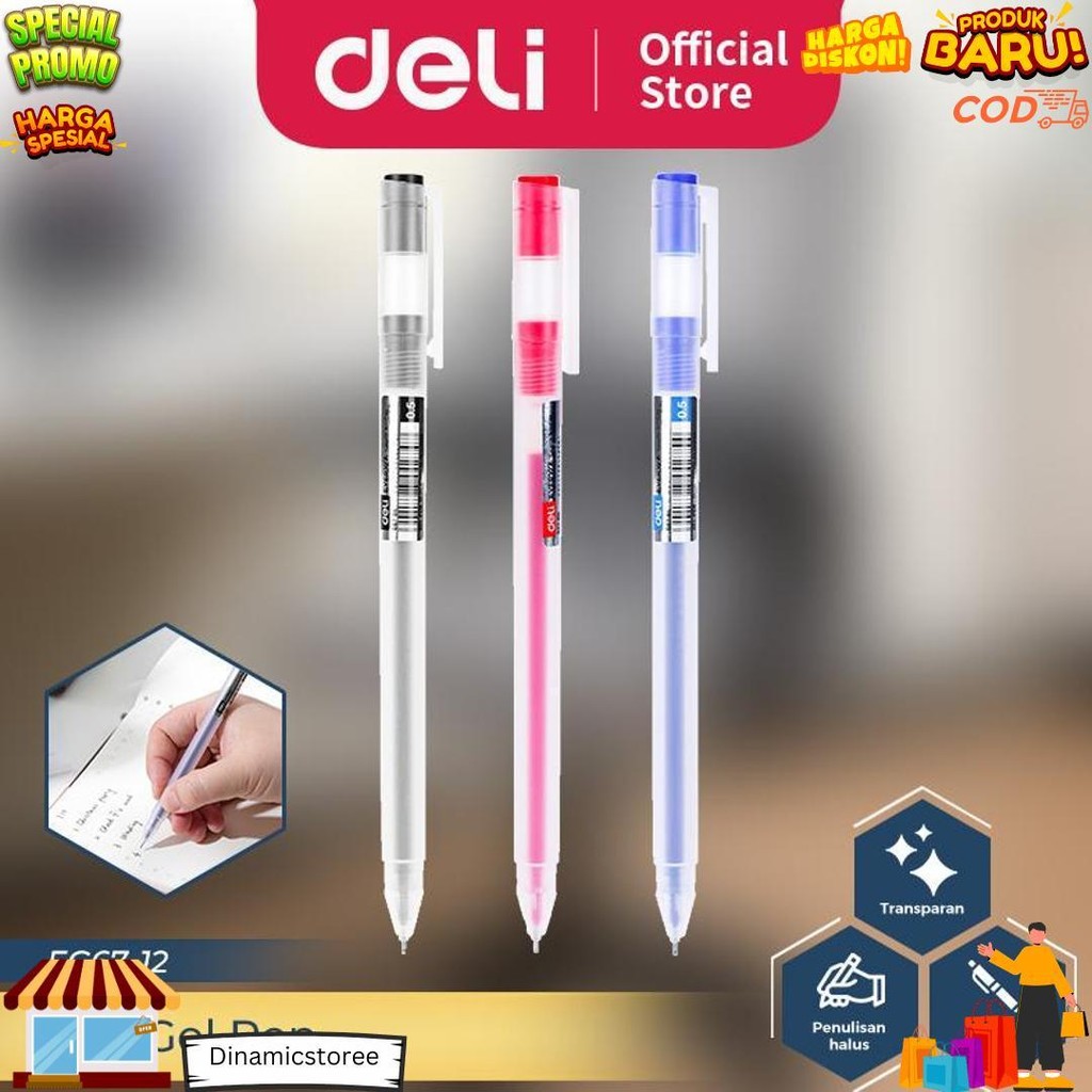 

Deli Gel Pen / Pulpen Gel 0.5Mm Isi 12 Pcs Tinta Banyak Atk Kantor Eg67-12Pcs D Promo 4.4