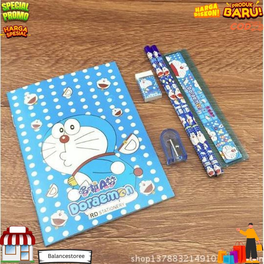 

T&Y Stationery Set 6In1 Free Bag Alat Tulis Anak Sekolah Buku Pulpen Penghapus Pengaris D Terlaris