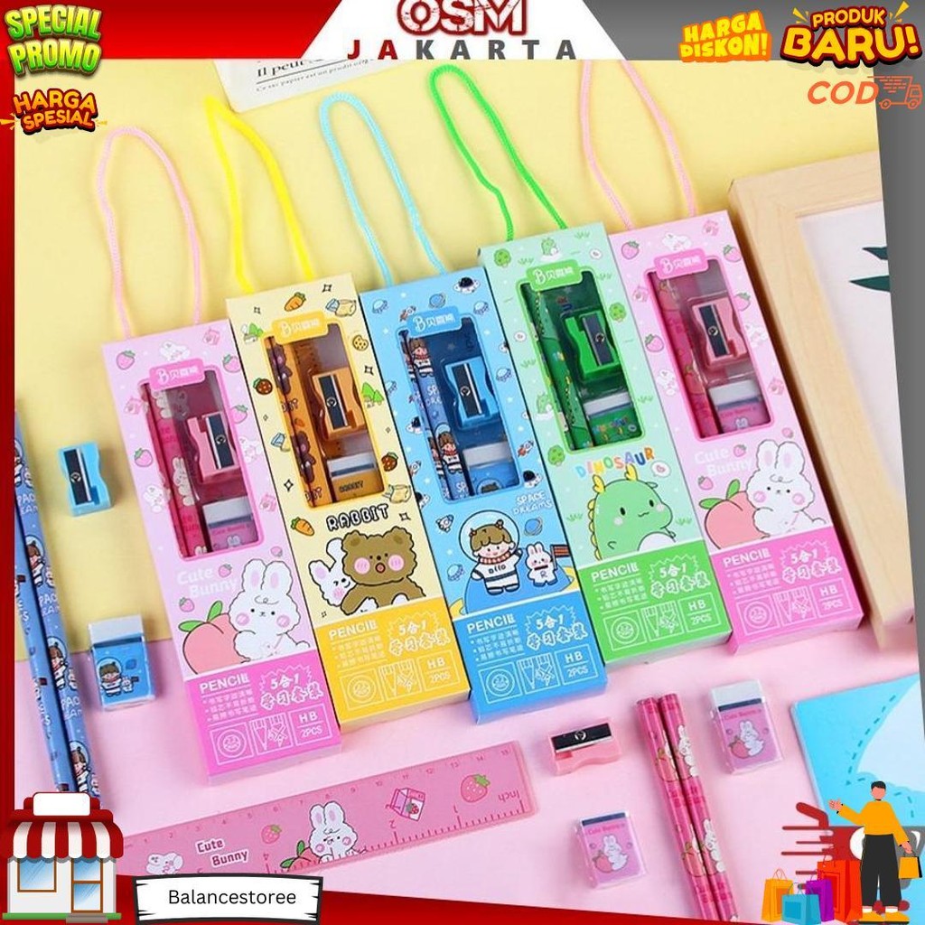 

Osm Jkt S5989 Set Alat Tulis 5 In 1 / Set Alat Tulis Kartun / Set Alat Tulis 5 In 1 Lucu / Set Alat Tulis Anak Motif Kartun D Terlaris
