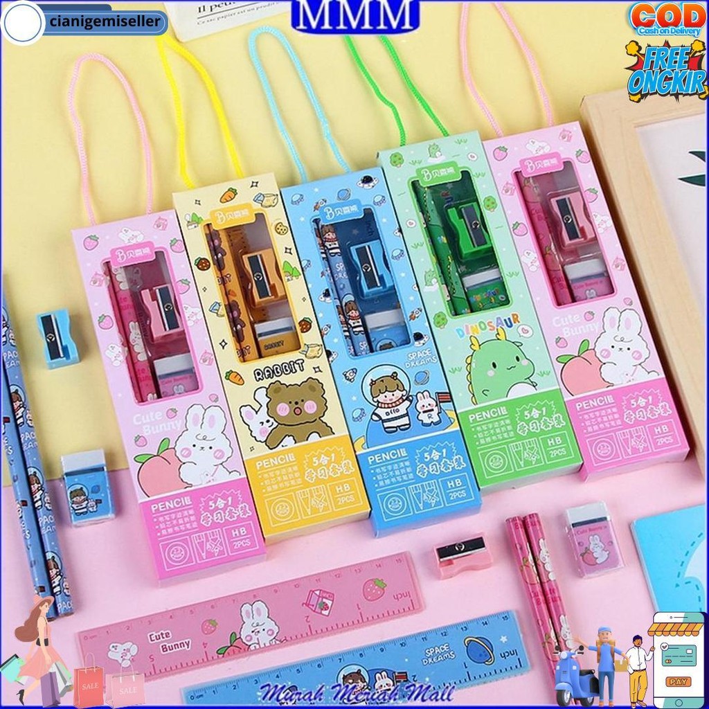 

Mmm Stationery Karakter Set 5In1 Alat Tulis Anak Sekolah Penghapus Penggaris Pensil Serutan Karakter Lucu Set Alat Tulis Anak Motif Kartun D Promo Puncak
