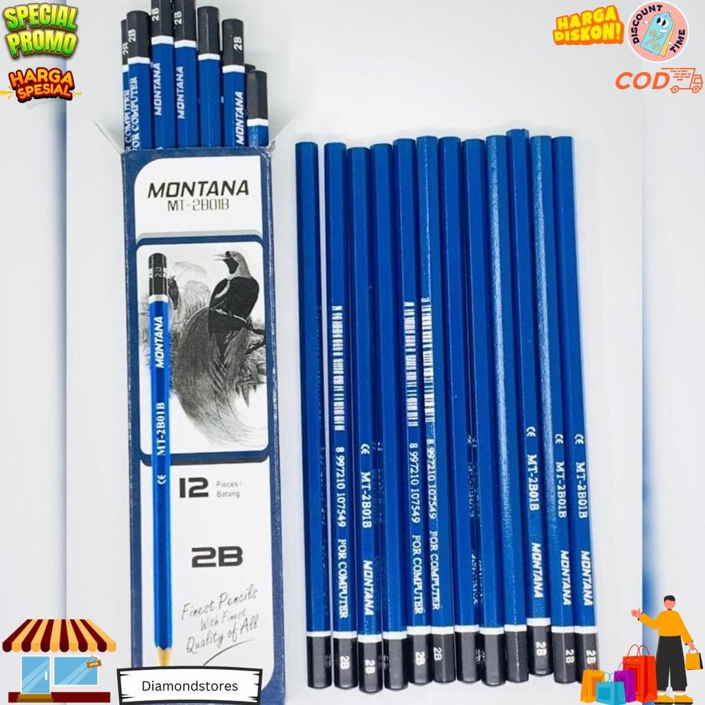 

12 Pcs / 1 Lusin Pensil Montana Pensil 2B Computer Pensil Ujian D Sale