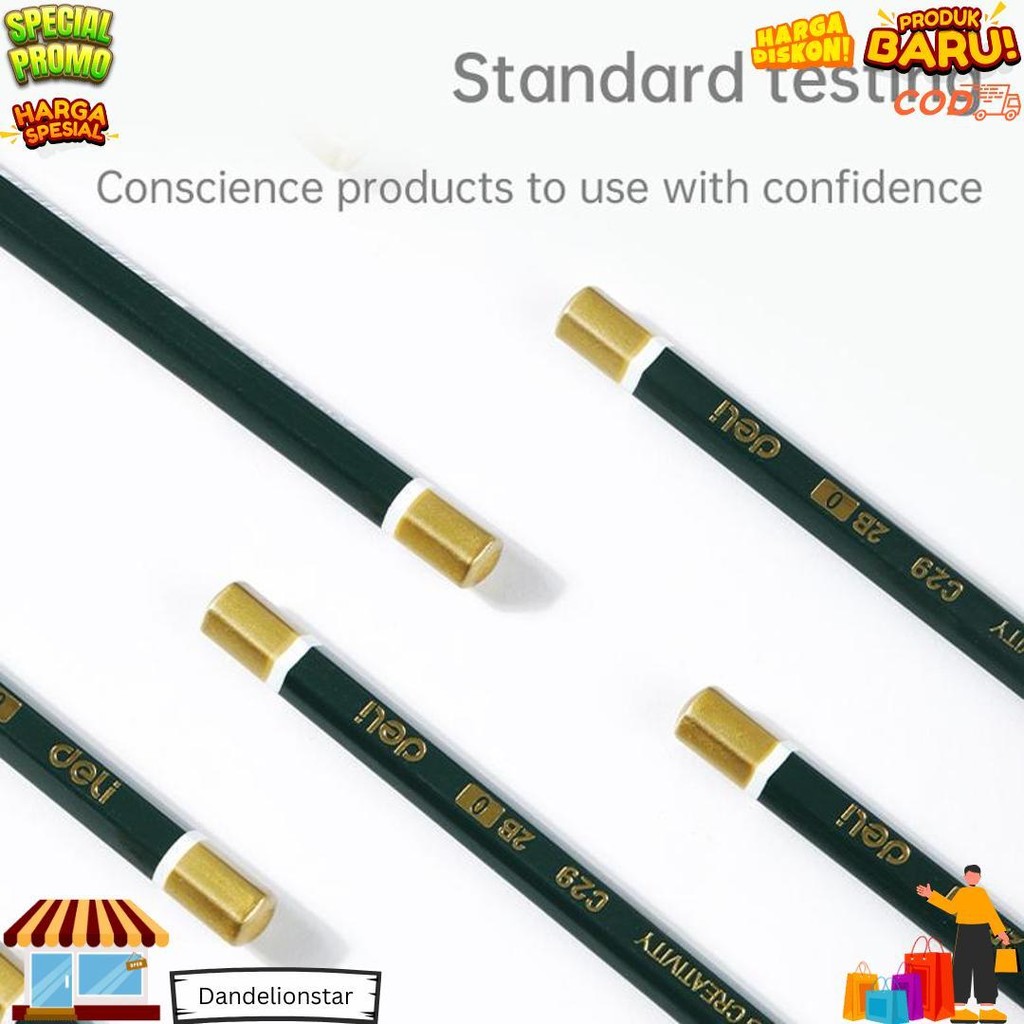 

Deli Graphite Pencil / Pensil Kayu 2B Isi 12 Nyaman Digenggam Ec29 D Best Seller