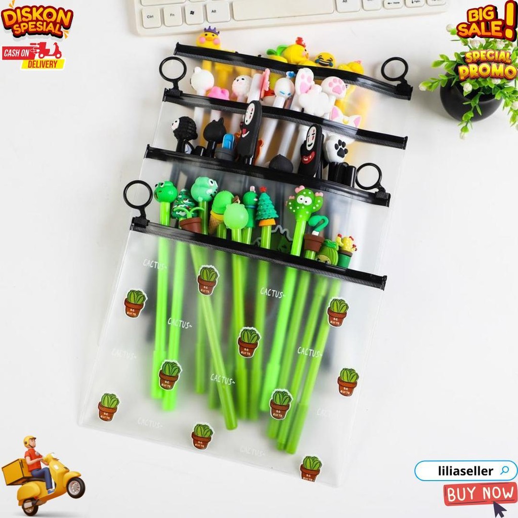 

Hl0078 Pena Karakter Set Pouch Isi 20 Pcs Tempat Pensil Transparan Zipper Bag D Sale