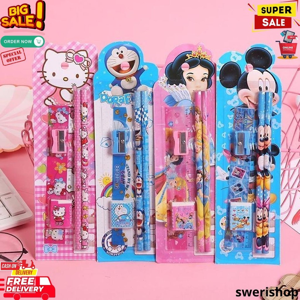 

Hoptech - Set Alat Tulis Anak Notebook Mini Buku Diary Kartun Pensil Penghapus Penggaris Sekolah D Termurah