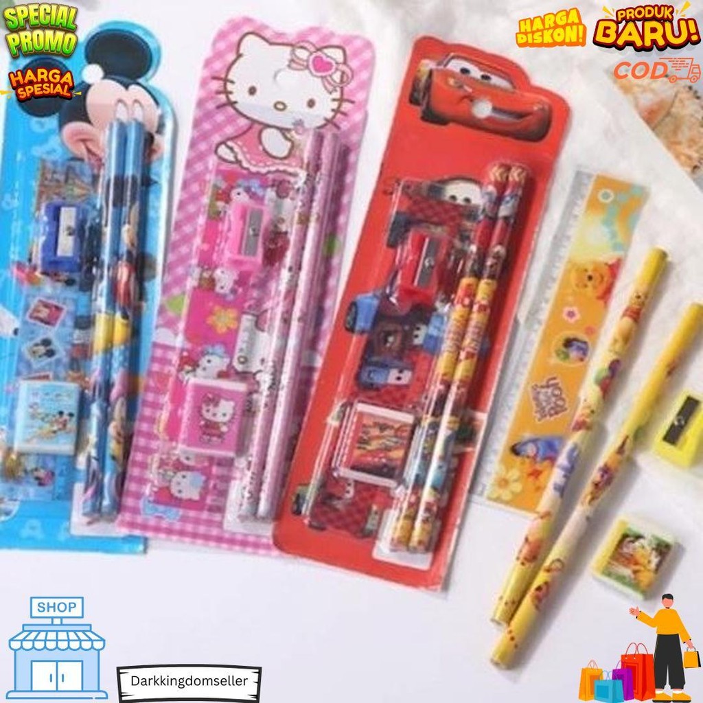 

Stationery Mini Set Alat Tulis Sekolah Karakter 5In1 / Alat Set Tulis Anak Karakter Lucu D Cod