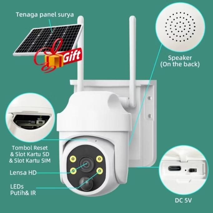 Promo Cctv Kamera Tenaga Surya Solar Outdoor Waterproof Simcard 4G