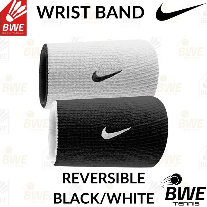 Nike Wristband Reversible Black And White - Gelang Tangan Tennis Badminton 100% Original Co