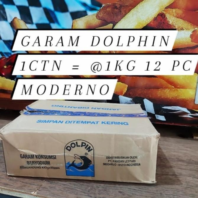 

Dolphin garam 1 Kg x 12 pack Kartonan