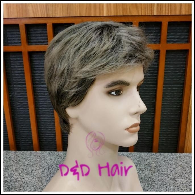 Murah Wig Rambut - Wig Pria - D&D1416 - Grey - Wig Pendek