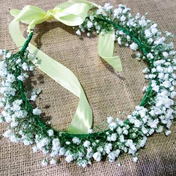 Murah Flower Crown Baby Breath Asli/ Fresh Baby Breath Headpiece Dewasa