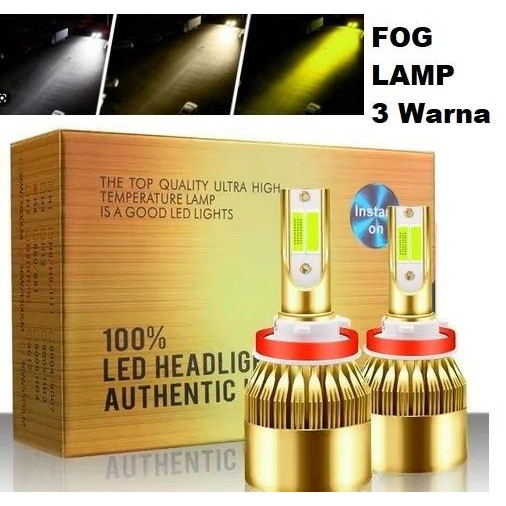 LED Mobil Foglamp 3 warna komplit maen switch h11 hb3 hb4