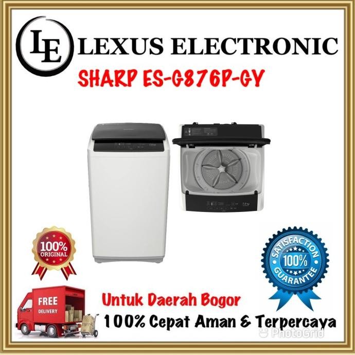 Mesin Cuci Sharp ES-G876-PGY 7 Kg, Putih - Top Loading Quick Wash Series